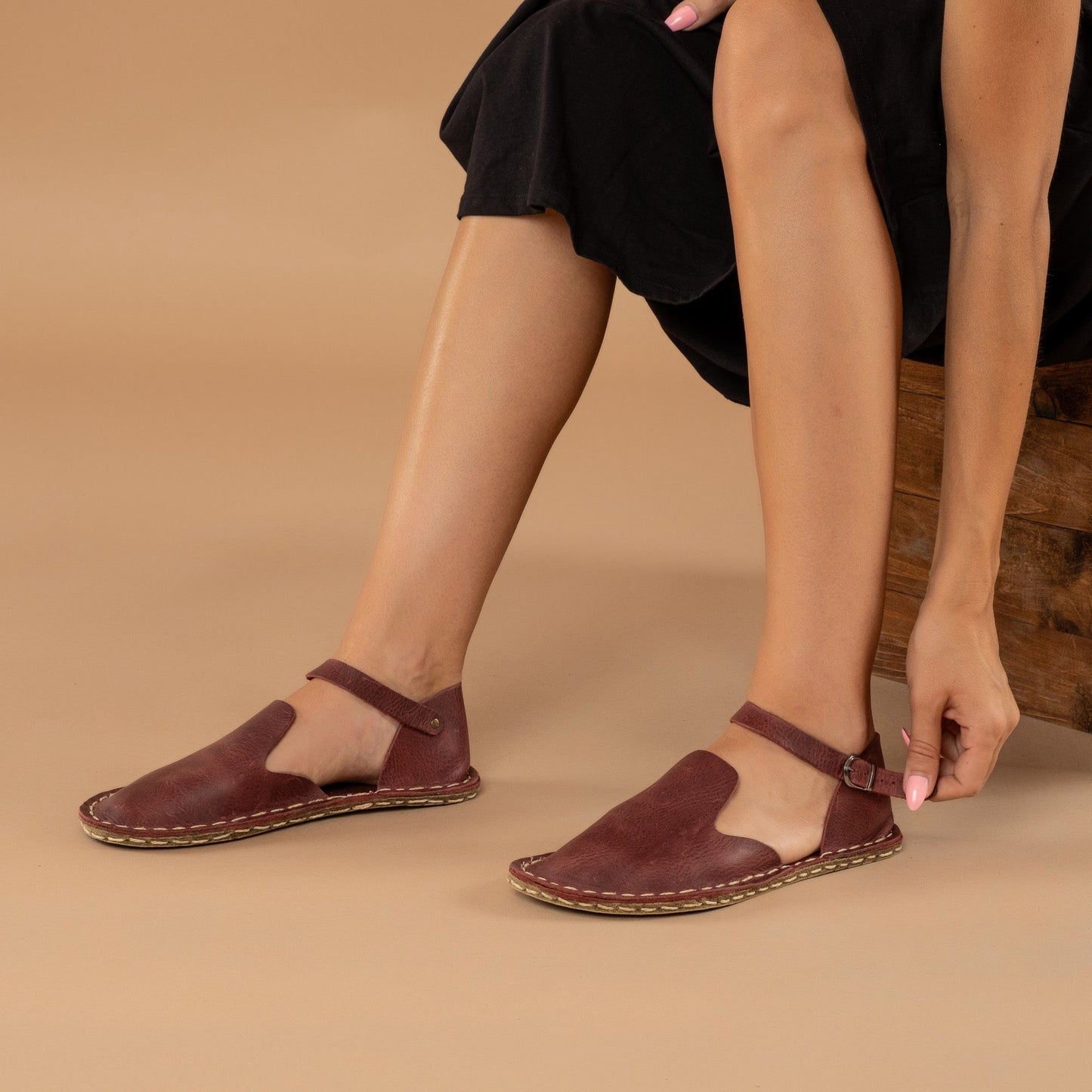 Women's Red Closed Toe Barefoot Sandals