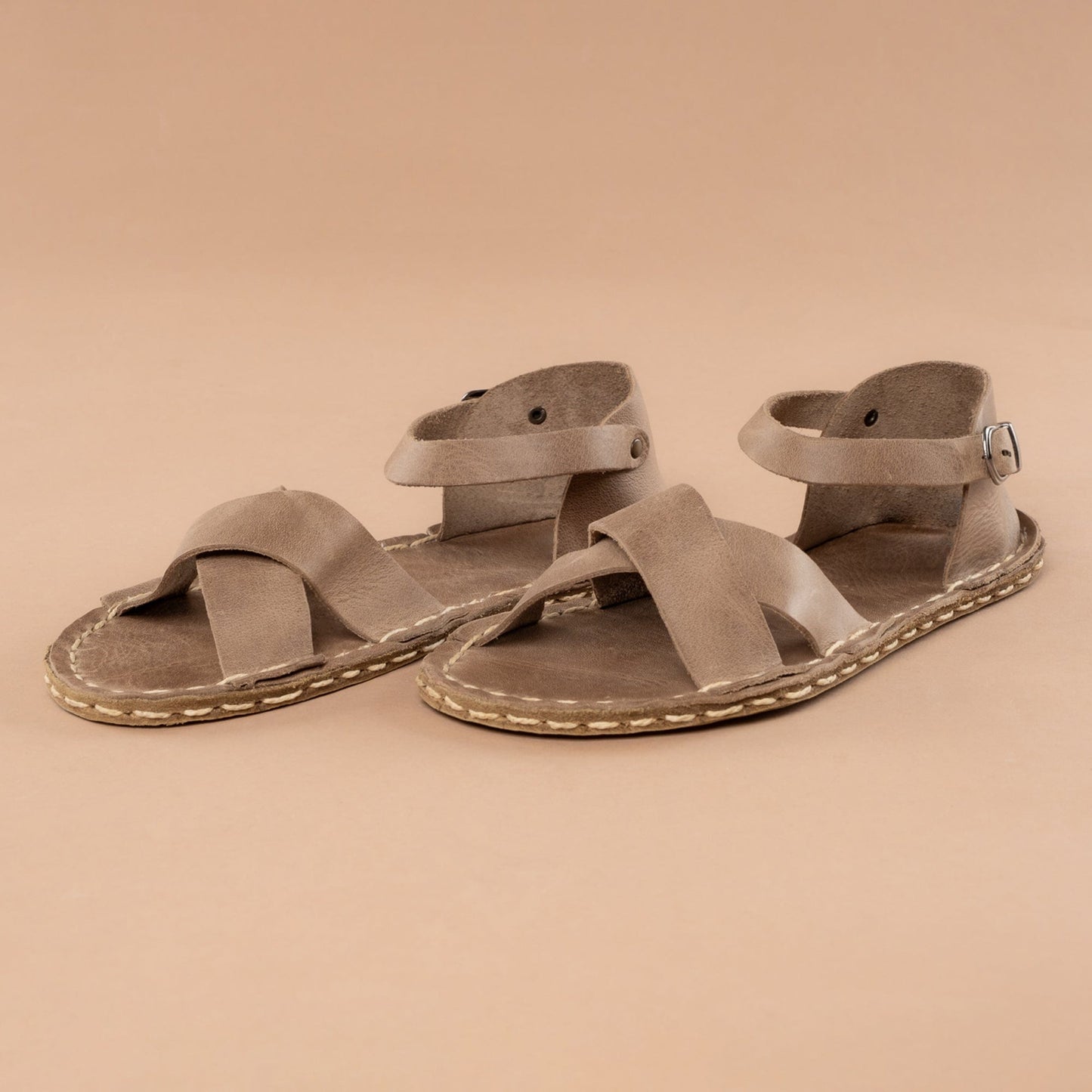 Women's Tan Criss-Cross Barefoot Sandals
