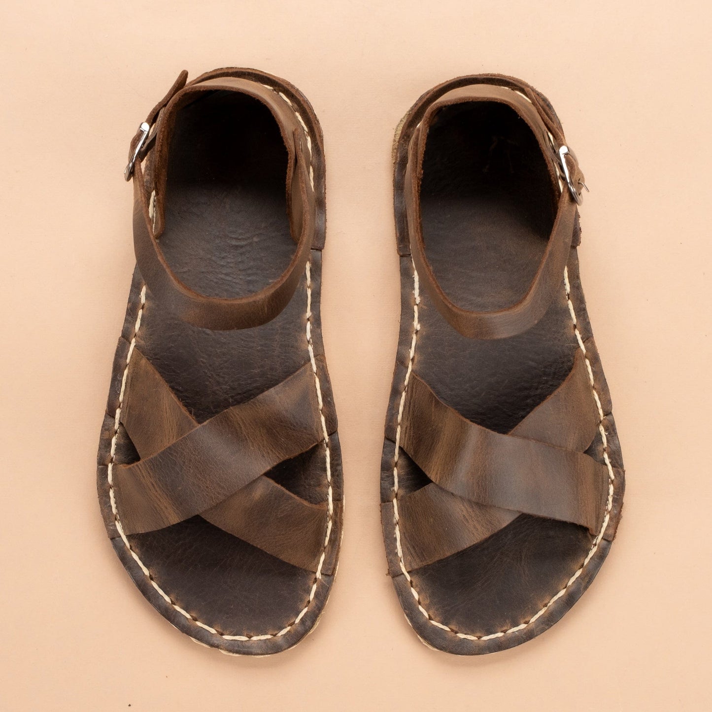 Women's Coffee Criss-Cross Barefoot Sandals