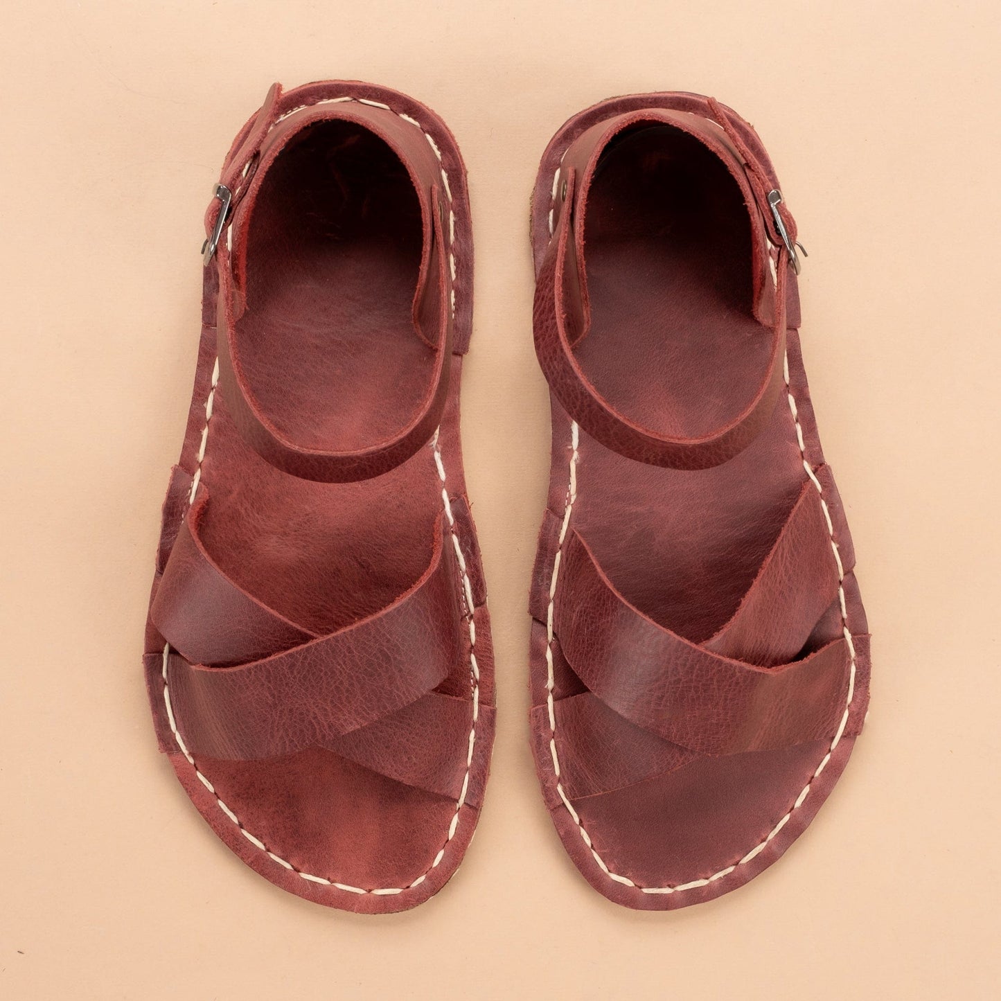 Women's Red Criss-Cross Barefoot Sandals