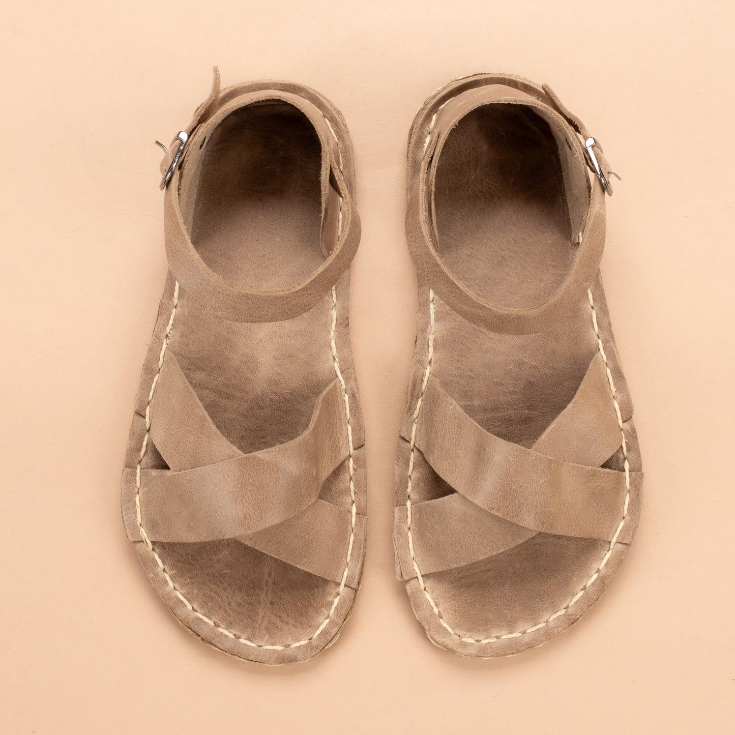 Women's Tan Criss-Cross Barefoot Sandals