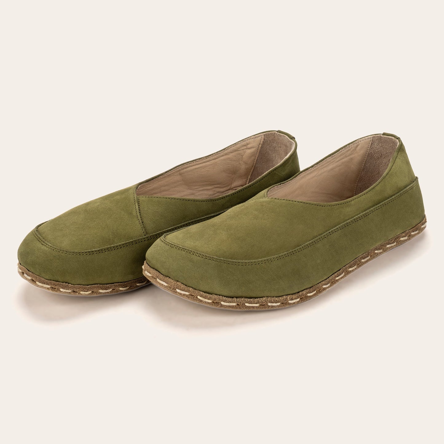 Women's Olive Green Barefoot Cross Ballet Flats