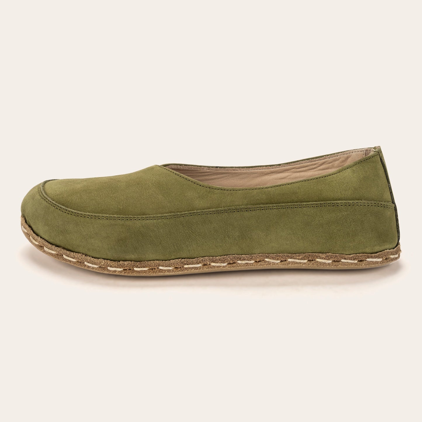 Women's Olive Green Barefoot Cross Ballet Flats