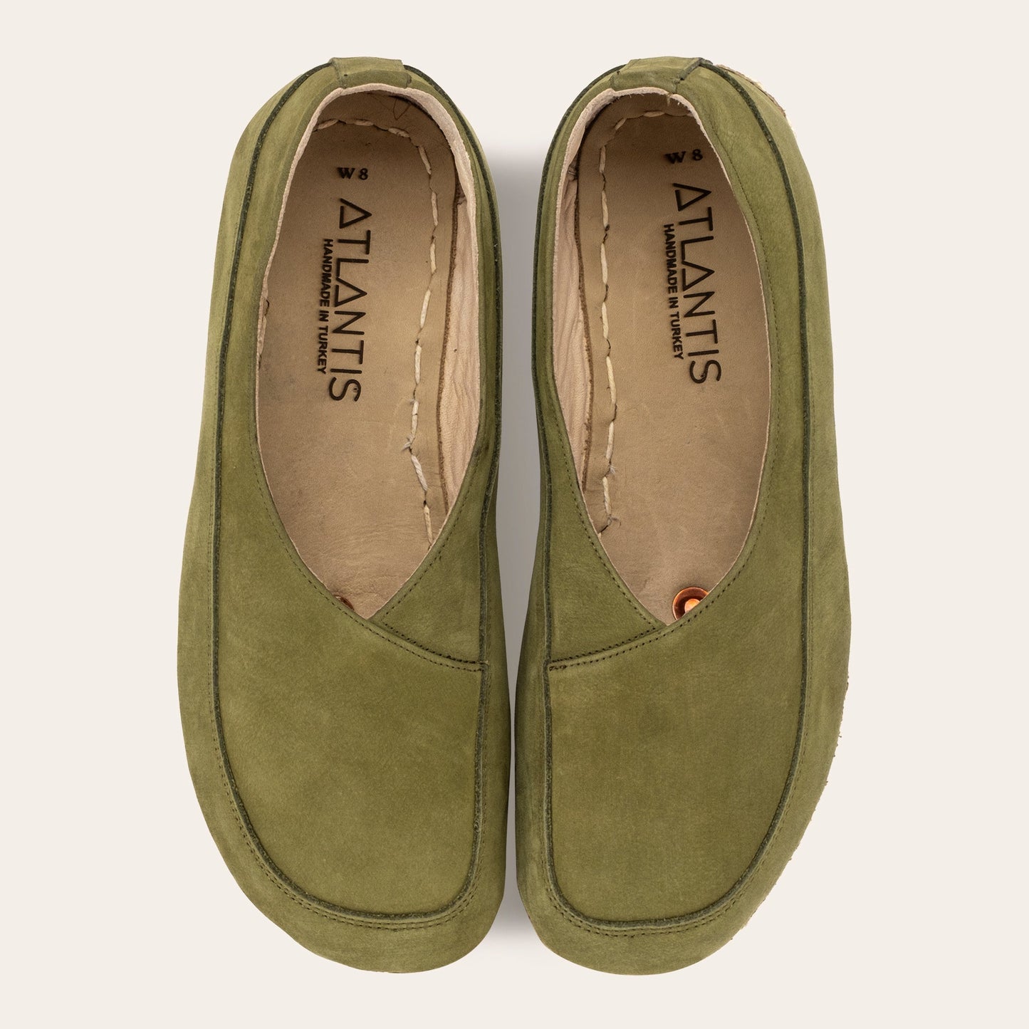 Women's Olive Green Barefoot Cross Ballet Flats