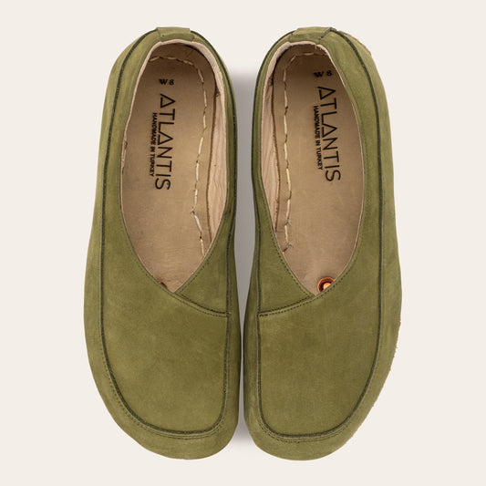 Women's Olive Green Barefoot Cross Ballet Flats