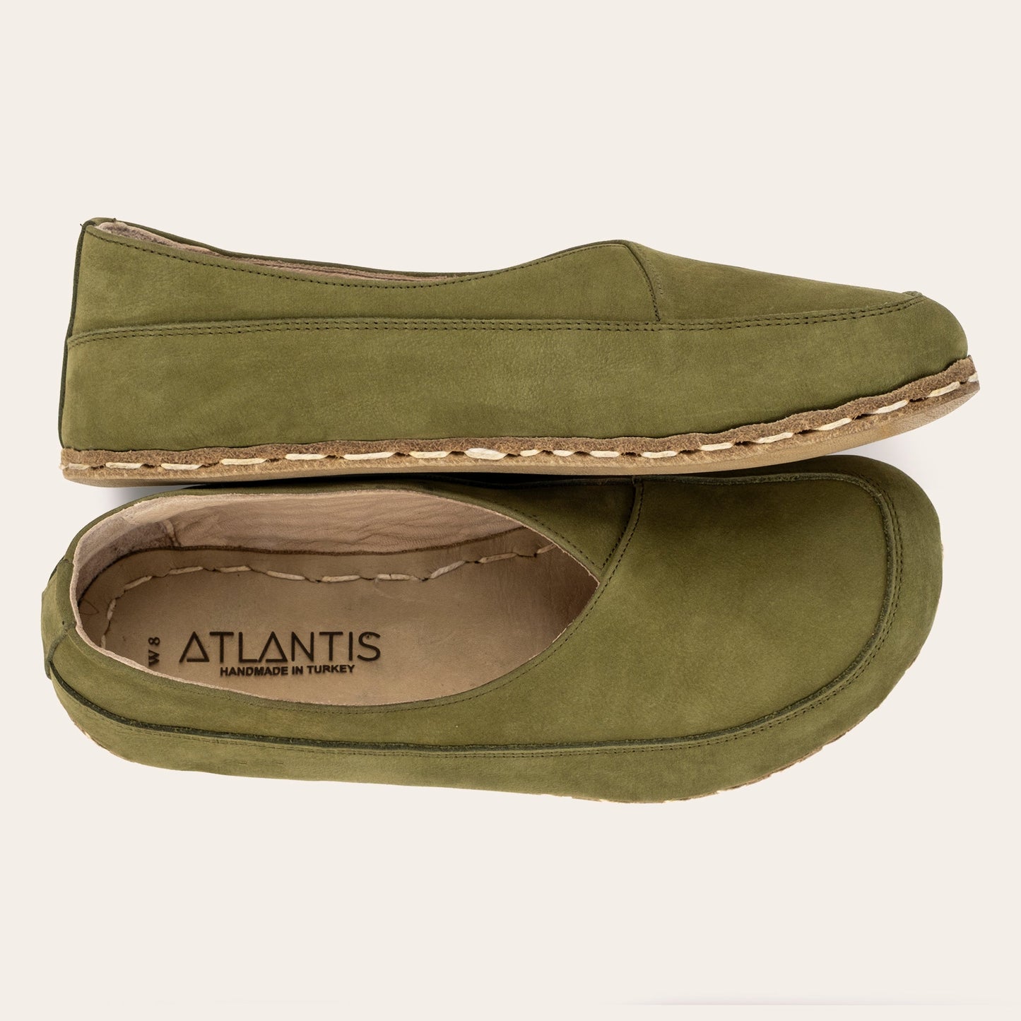 Women's Olive Green Barefoot Cross Ballet Flats