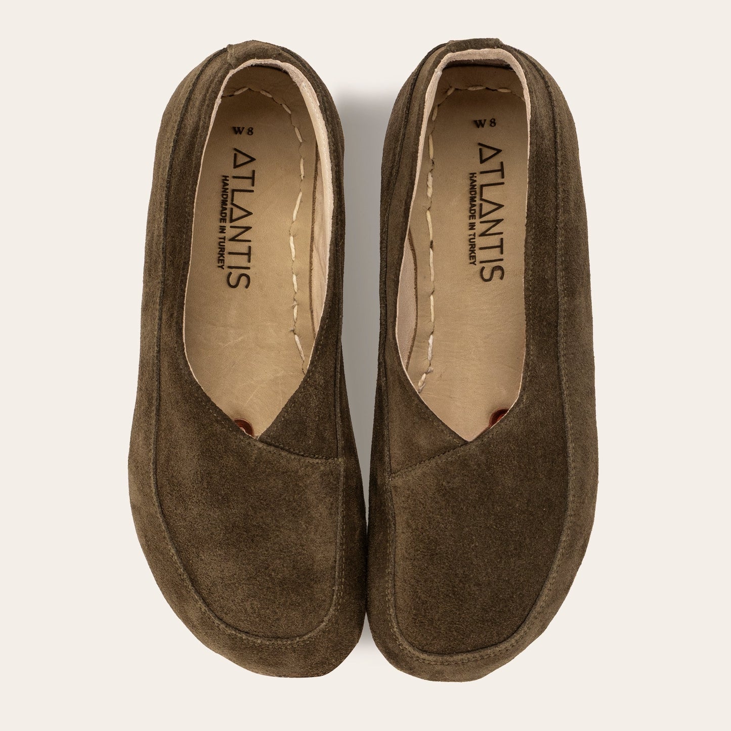 Women's Khaki Green Suede Barefoot Cross Ballet Flats
