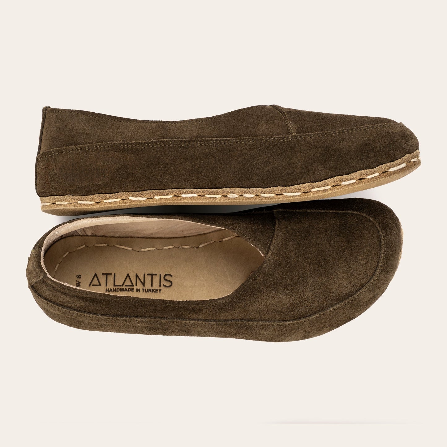 Women's Khaki Green Suede Barefoot Cross Ballet Flats