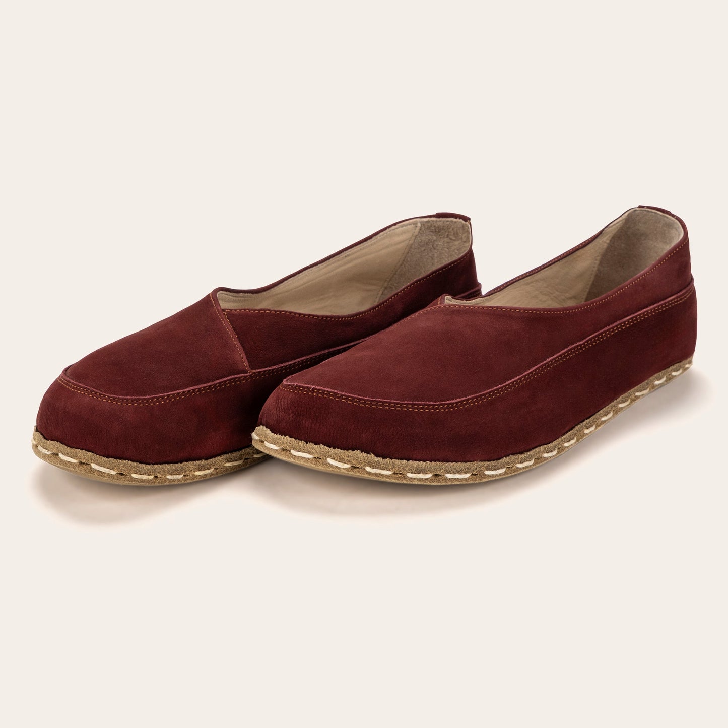 Women's Burgundy Barefoot Cross Ballet Flats