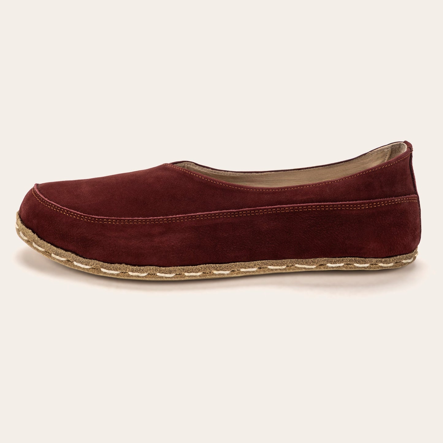 Women's Burgundy Barefoot Cross Ballet Flats