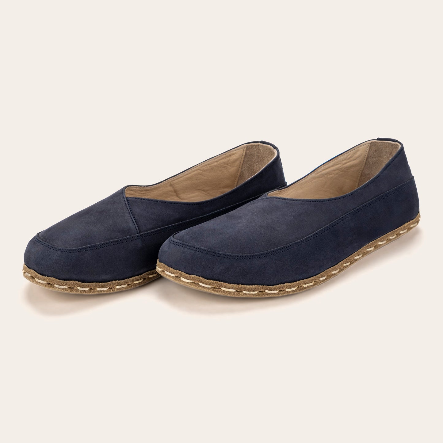 Women's Navy Nubuck Barefoot Cross Ballet Flats