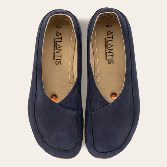 Women's Navy Nubuck Barefoot Cross Ballet Flats