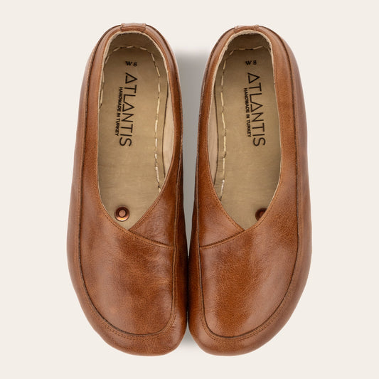 Women's Antique Brown Barefoot Cross Ballet Flats