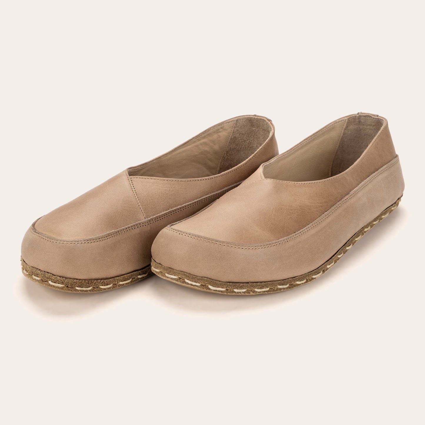 Women's Tan Barefoot Cross Ballet Flats