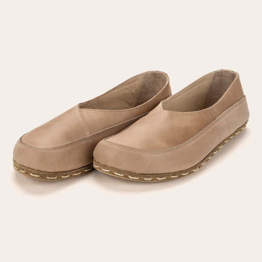 Women's Tan Barefoot Cross Ballet Flats