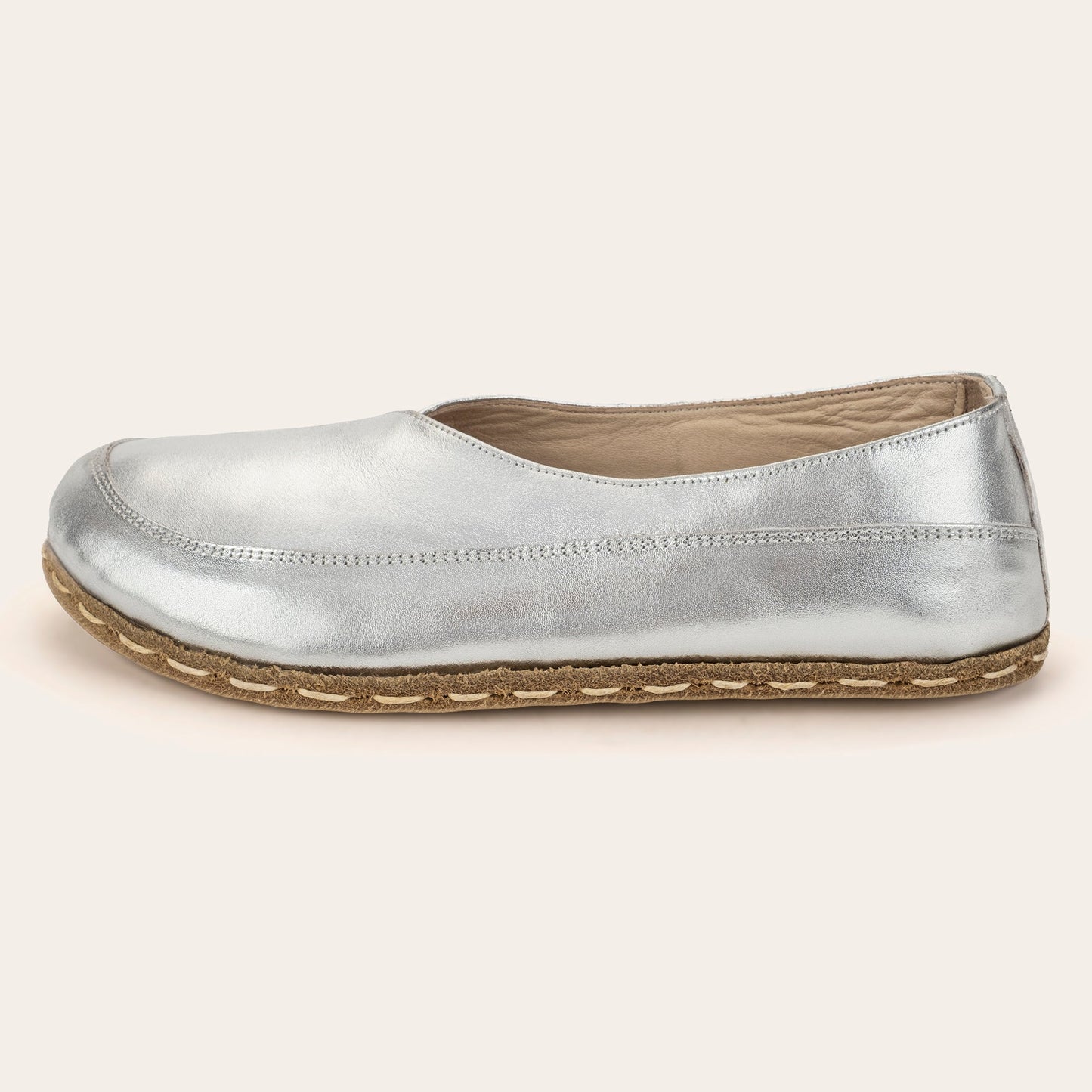 Women's Silver Barefoot Cross Ballet Flats