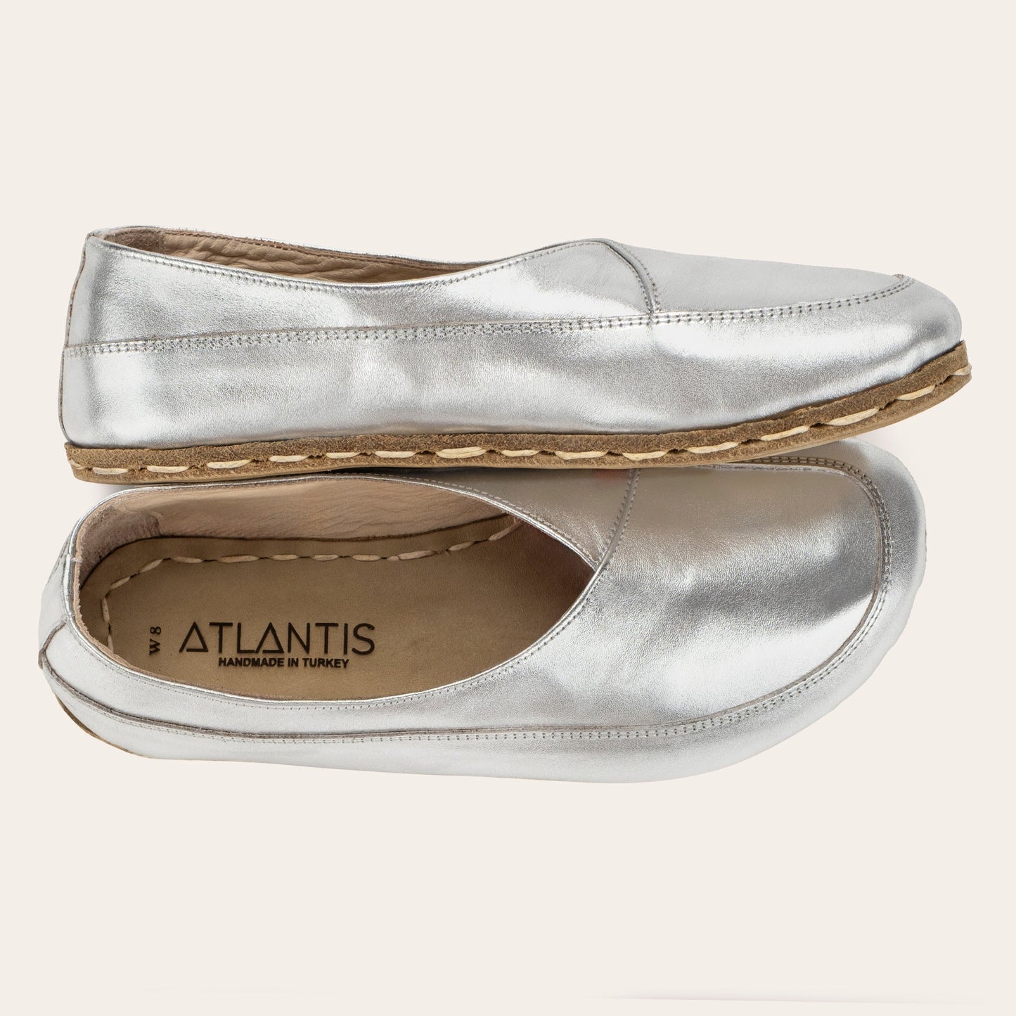 Women's Silver Barefoot Cross Ballet Flats
