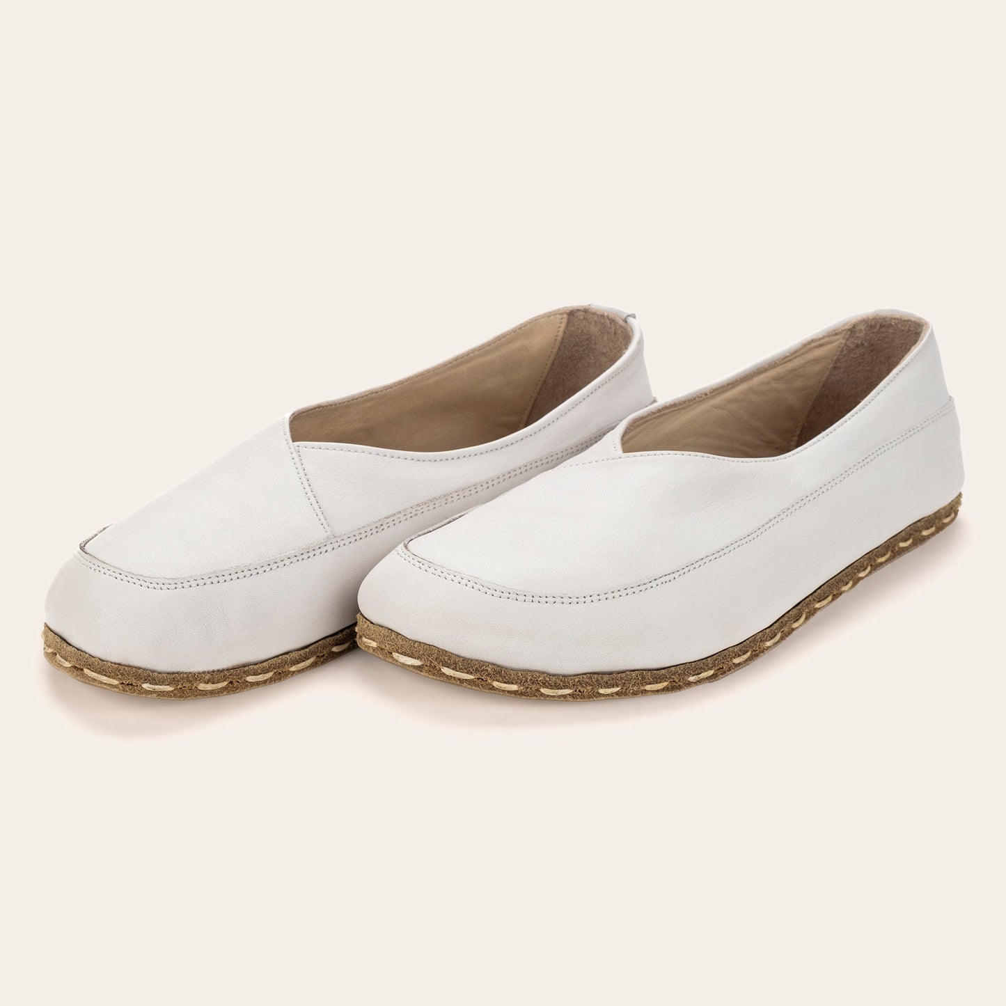Women's White Barefoot Cross Ballet Flats