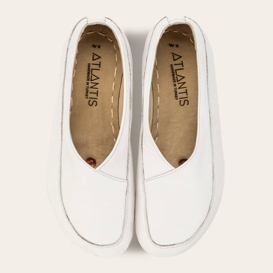 Women's White Barefoot Cross Ballet Flats