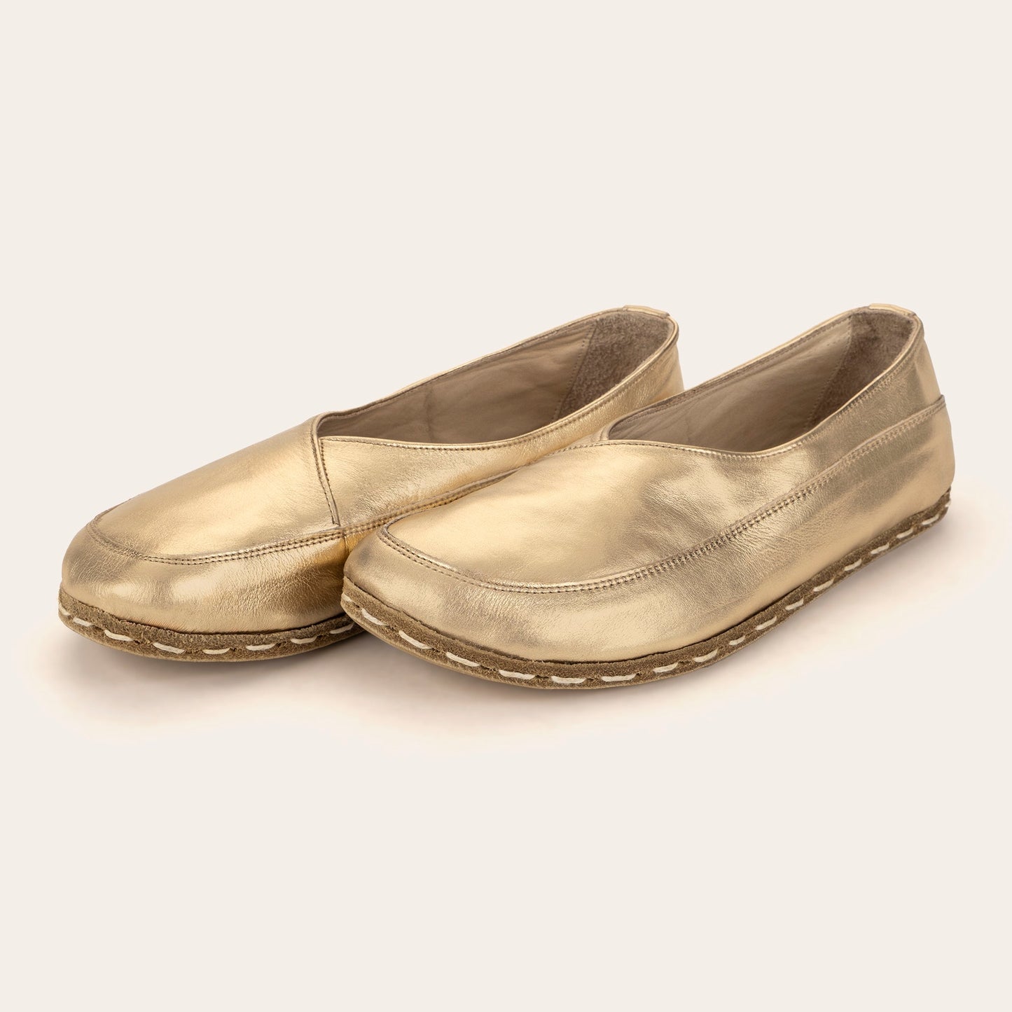 Women's Gold Barefoot Cross Ballet Flats