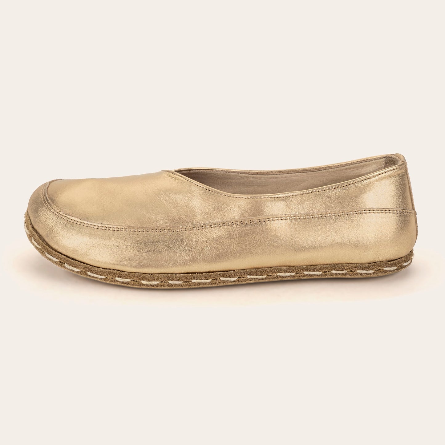 Women's Gold Barefoot Cross Ballet Flats