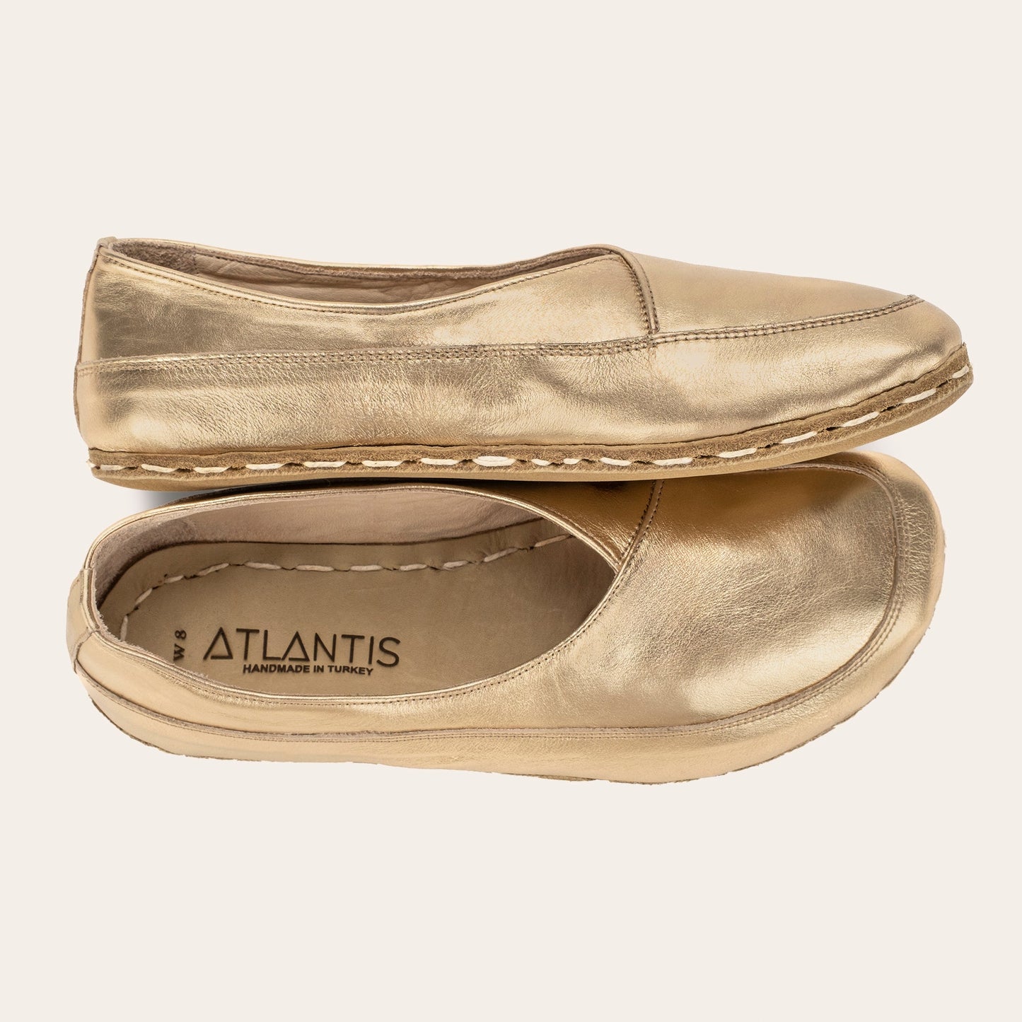 Women's Gold Barefoot Cross Ballet Flats