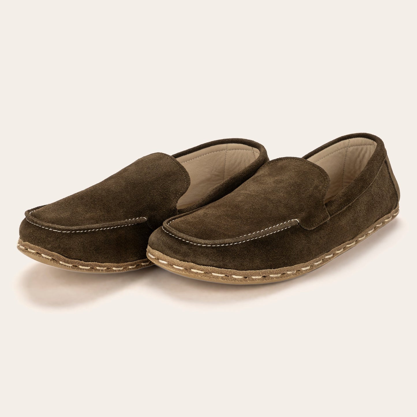 Women's Khaki Green Suede Moccasins