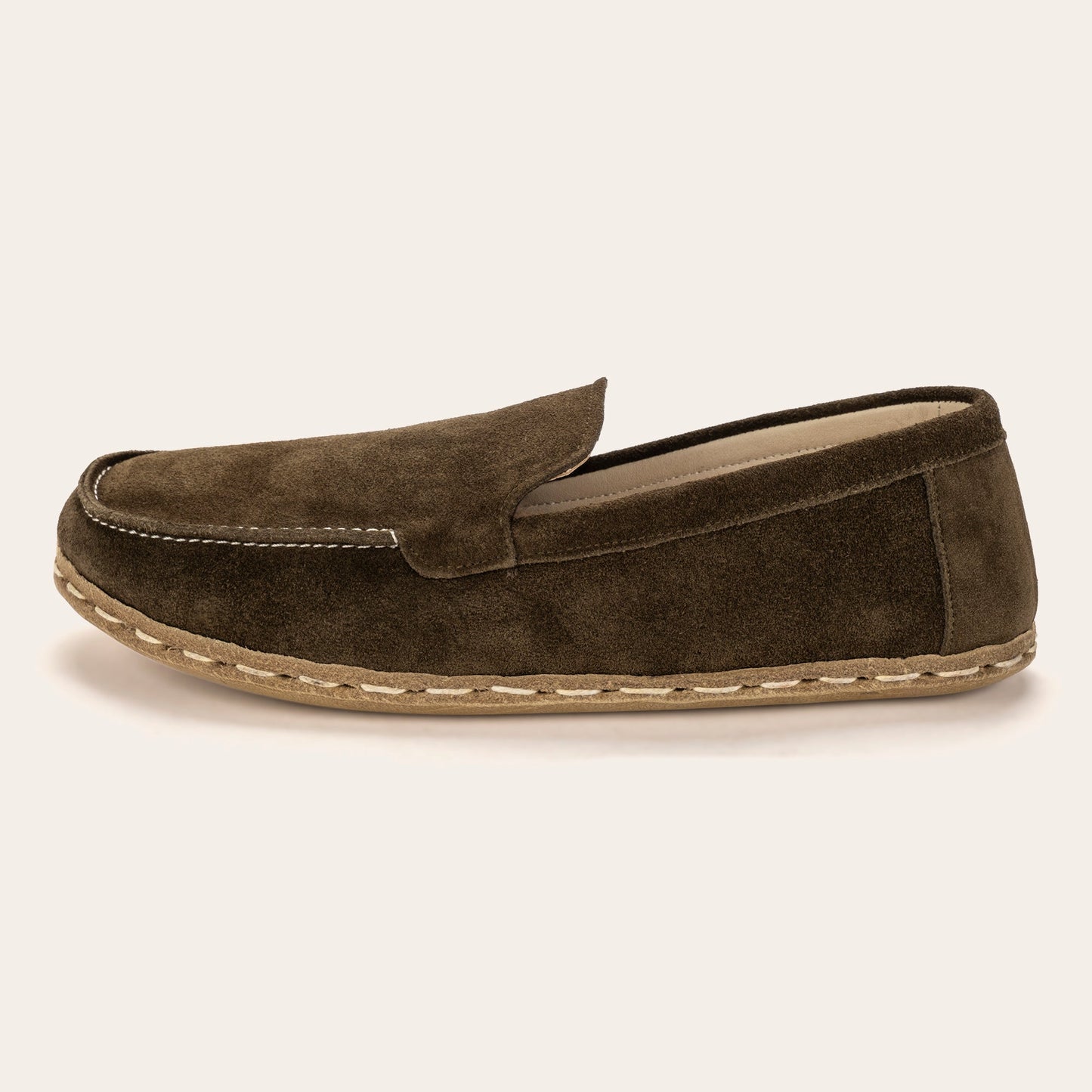 Women's Khaki Green Suede Moccasins