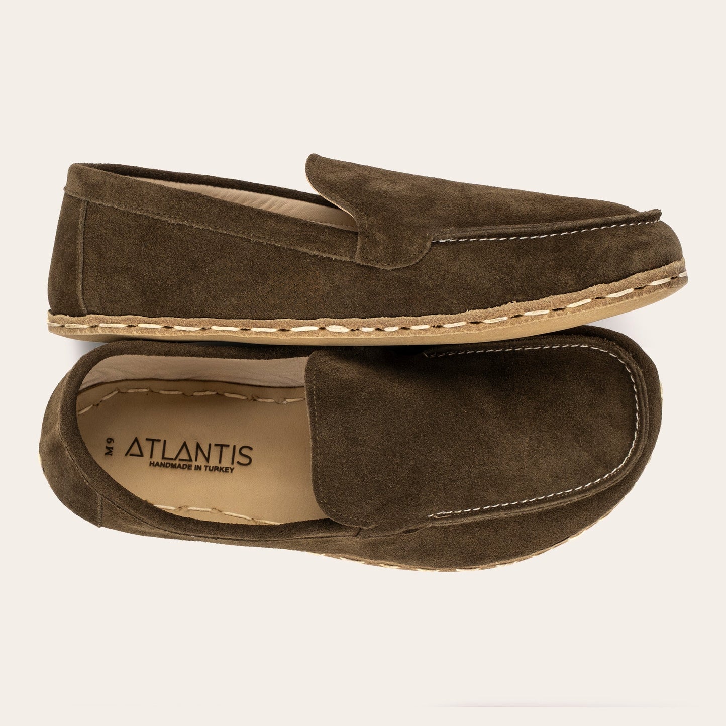 Women's Khaki Green Suede Moccasins