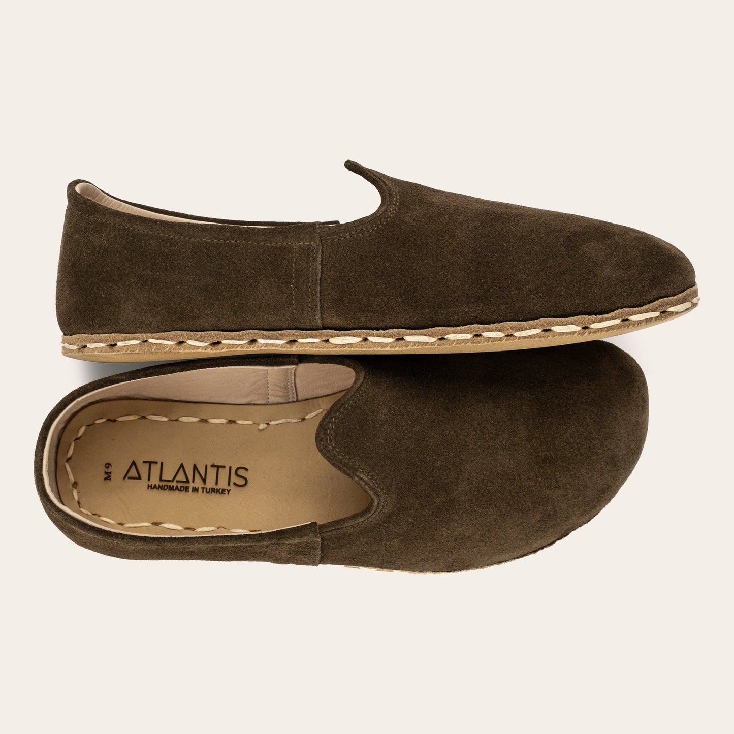 Men's Khaki Green Suede Barefoots