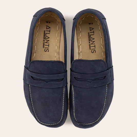 Women's Navy Nubuck Penny Loafers