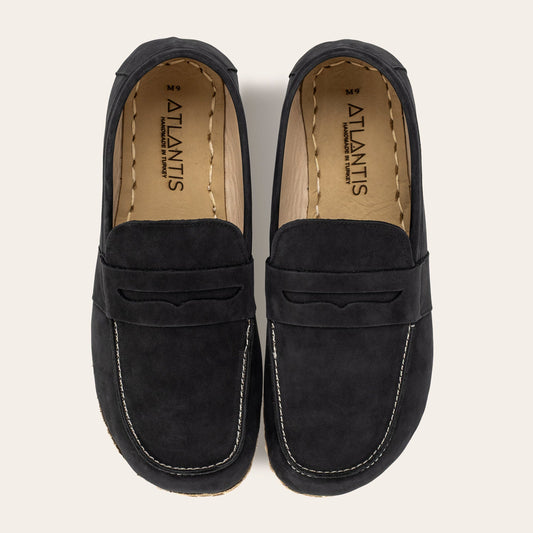 Women's Black Nubuck Penny Loafers