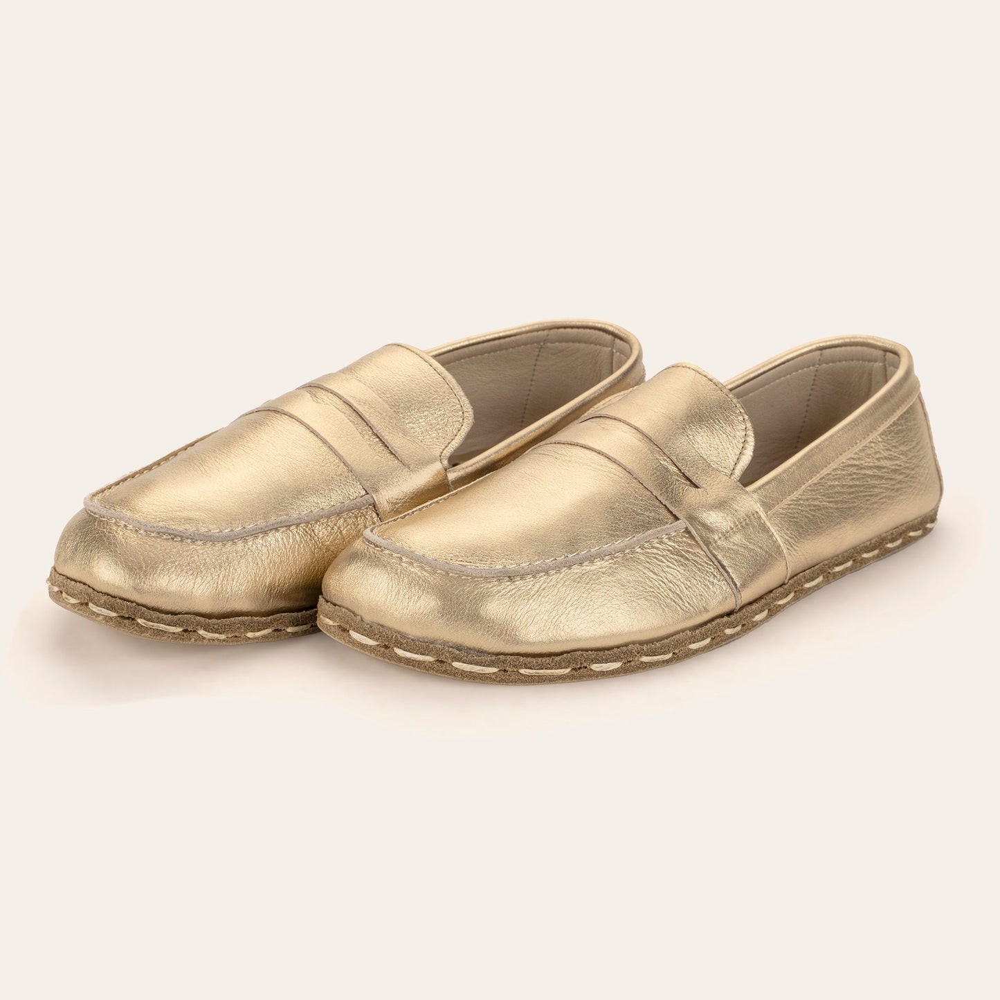 Women's Gold Penny Loafers