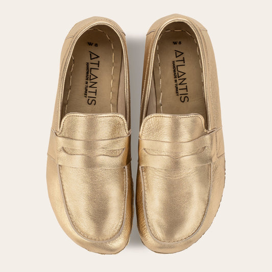 Women's Gold Penny Loafers