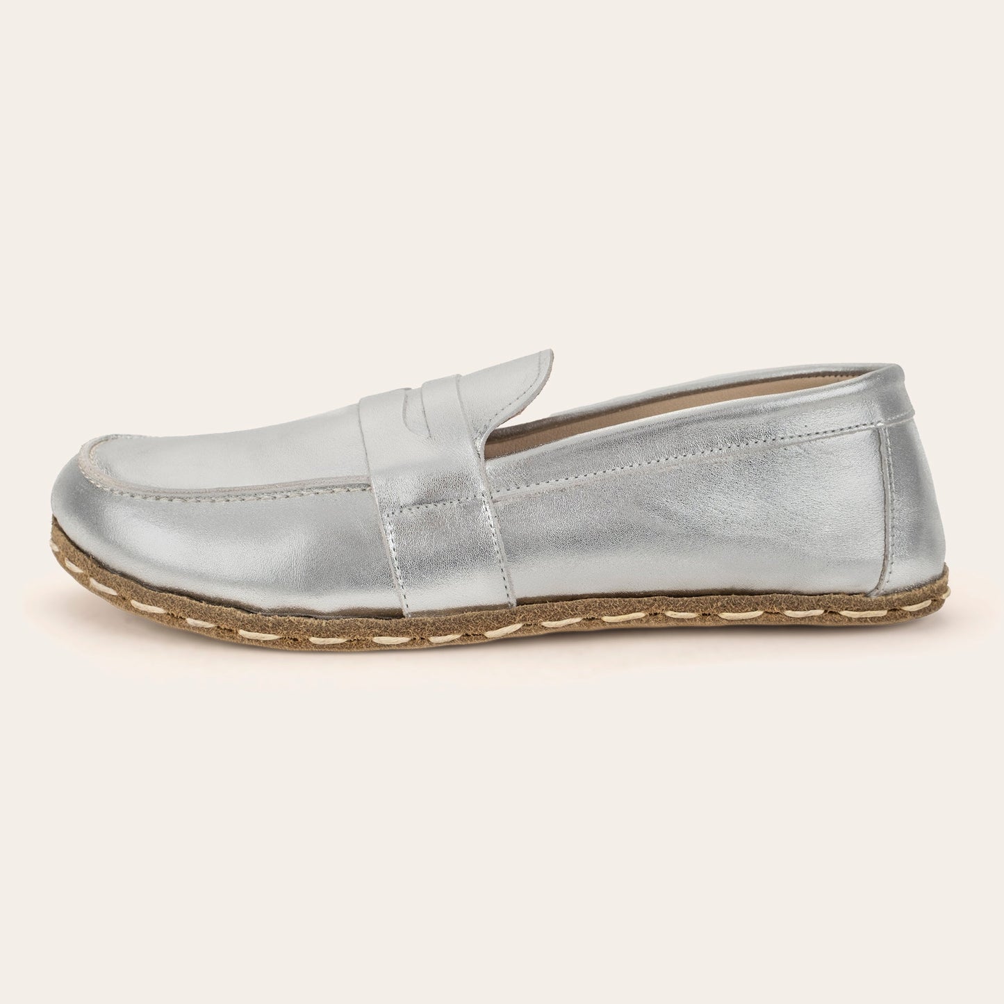 Women's Silver Penny Loafers