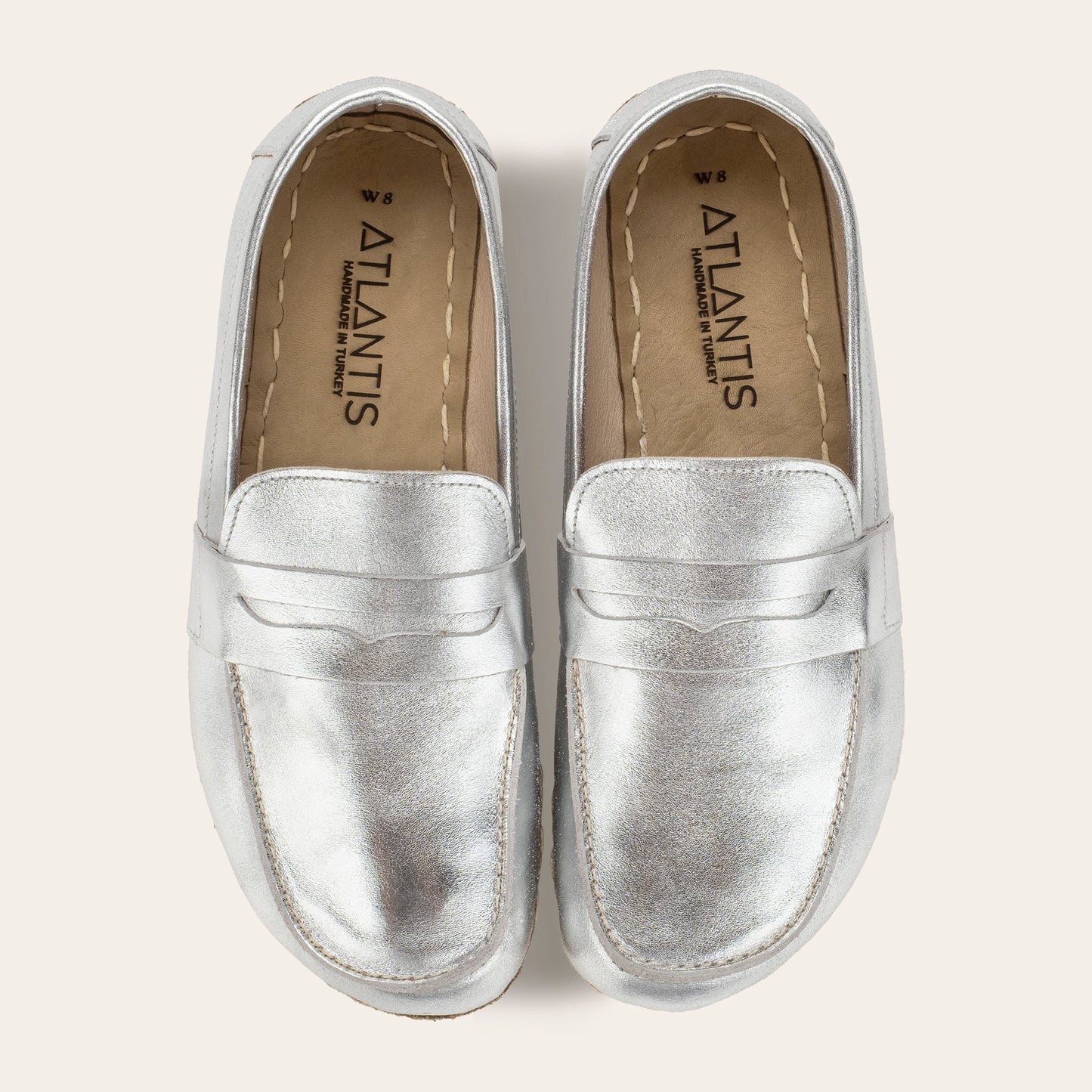 Women's Silver Penny Loafers