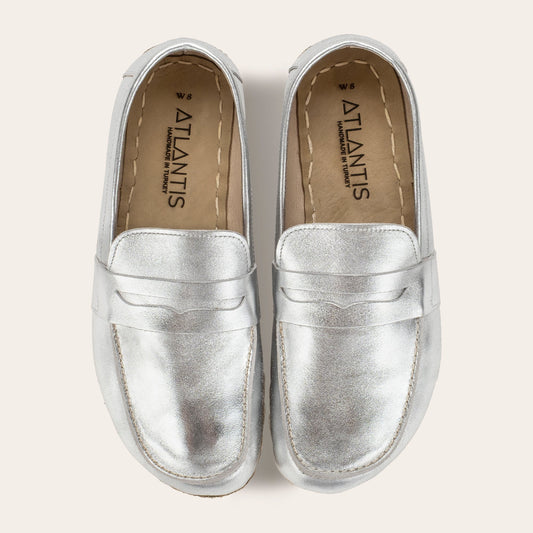 Men's Silver Penny Loafers