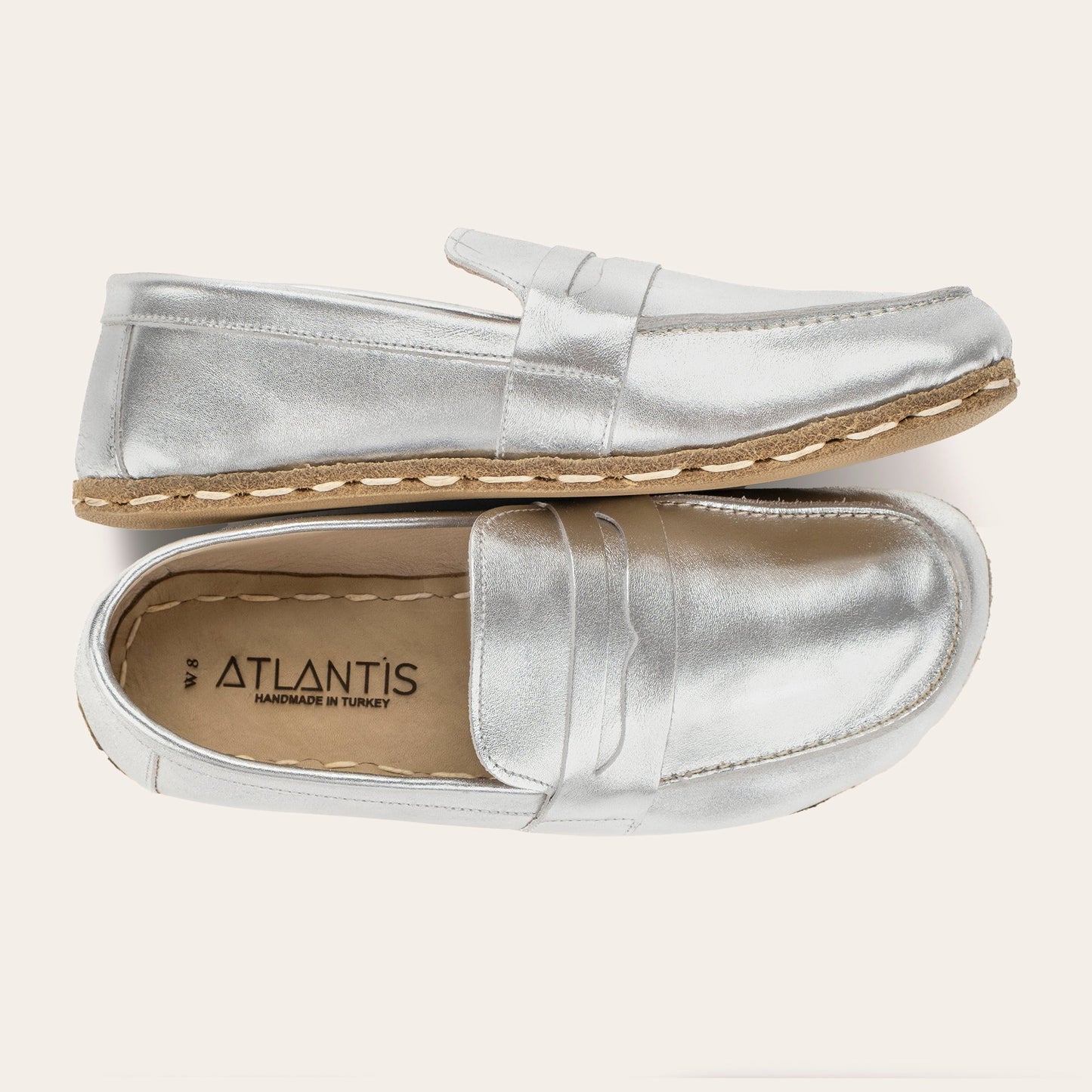 Women's Silver Penny Loafers