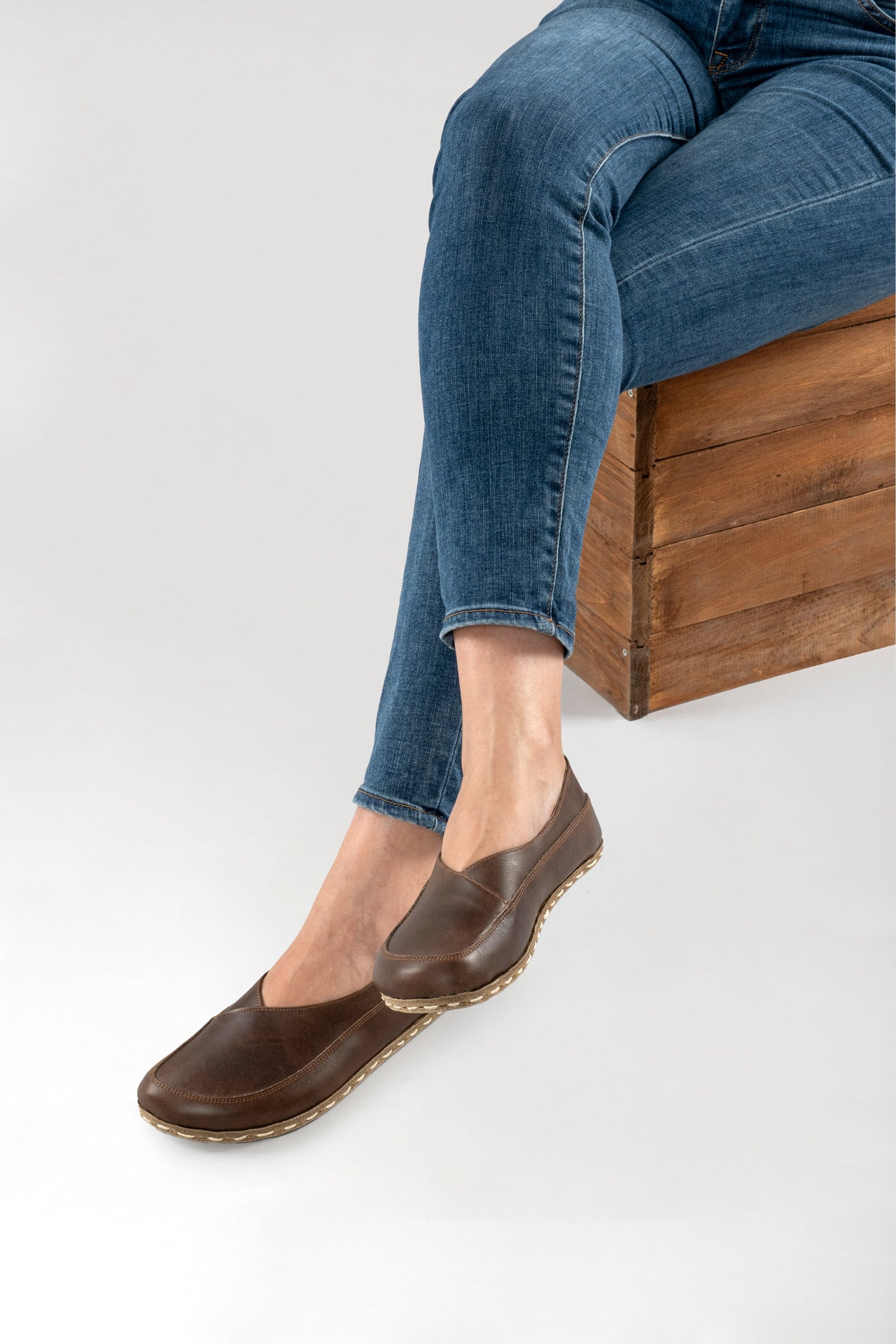 Women's Coffee Brown Barefoot Cross Ballet Flats