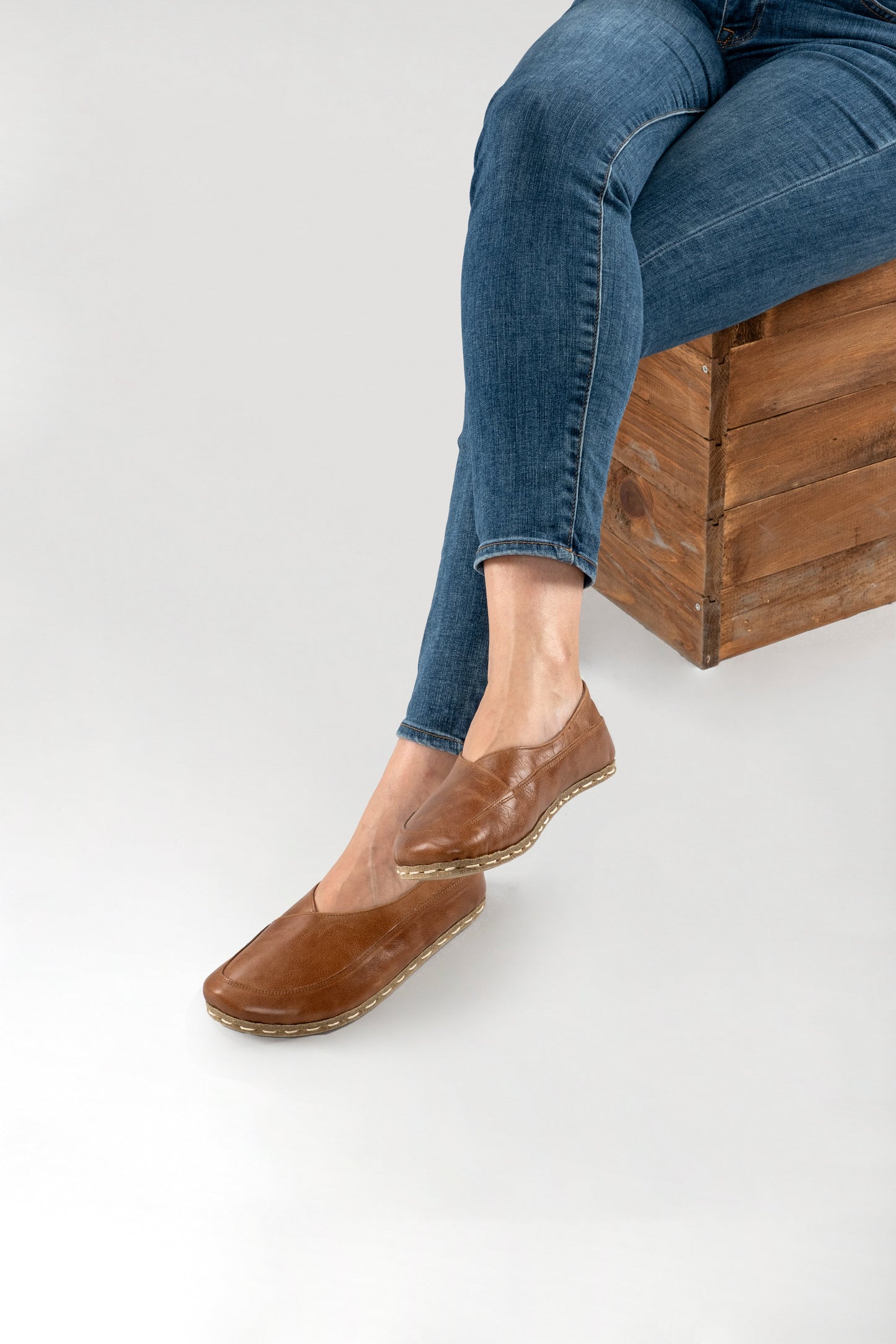 Women's Antique Brown Barefoot Cross Ballet Flats