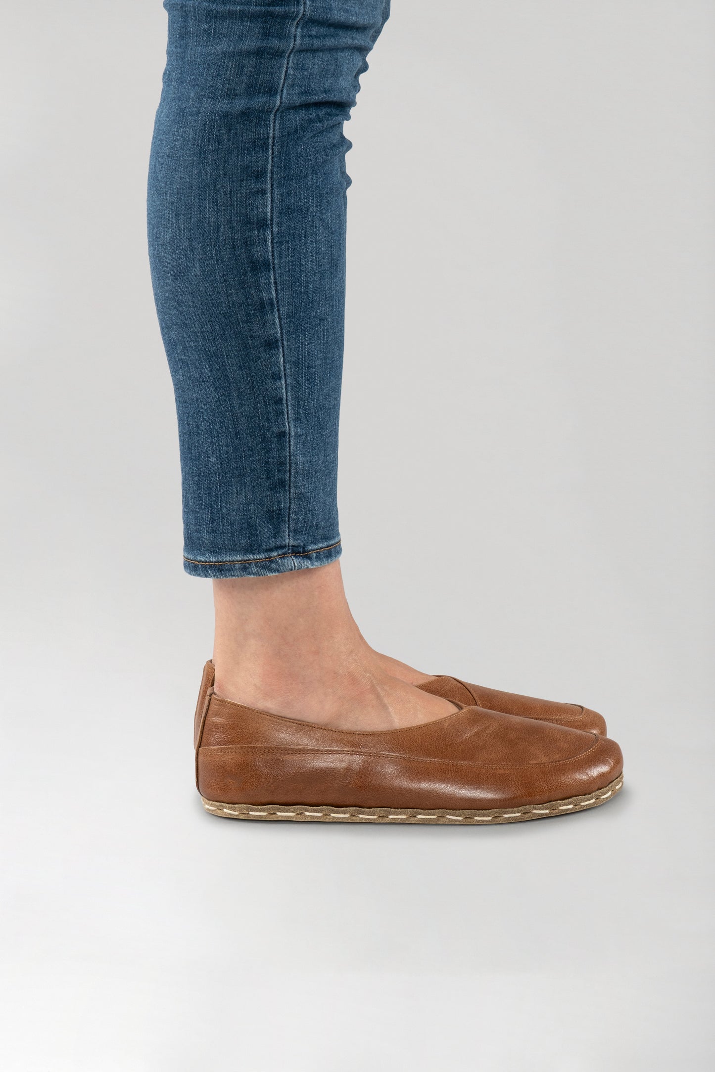 Women's Antique Brown Barefoot Cross Ballet Flats