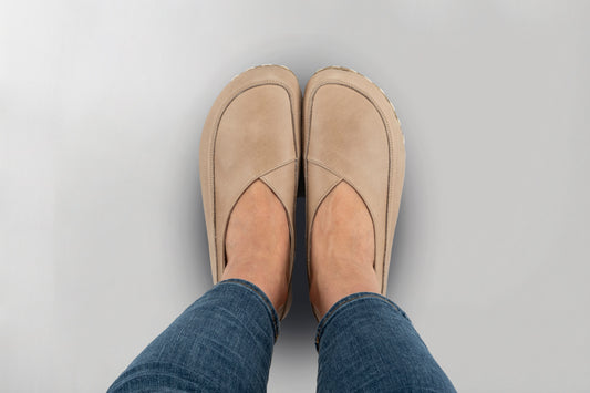 Women's Tan Barefoot Cross Ballet Flats