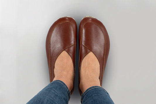 Women's Peru Brown Barefoot Cross Ballet Flats