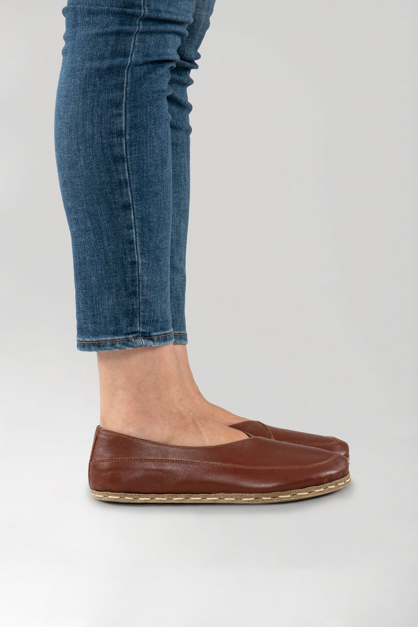Women's Peru Brown Barefoot Cross Ballet Flats