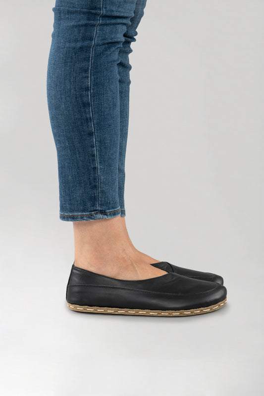 Women's Black Barefoot Cross Ballet Flats
