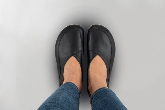 Women's Black Barefoot Cross Ballet Flats
