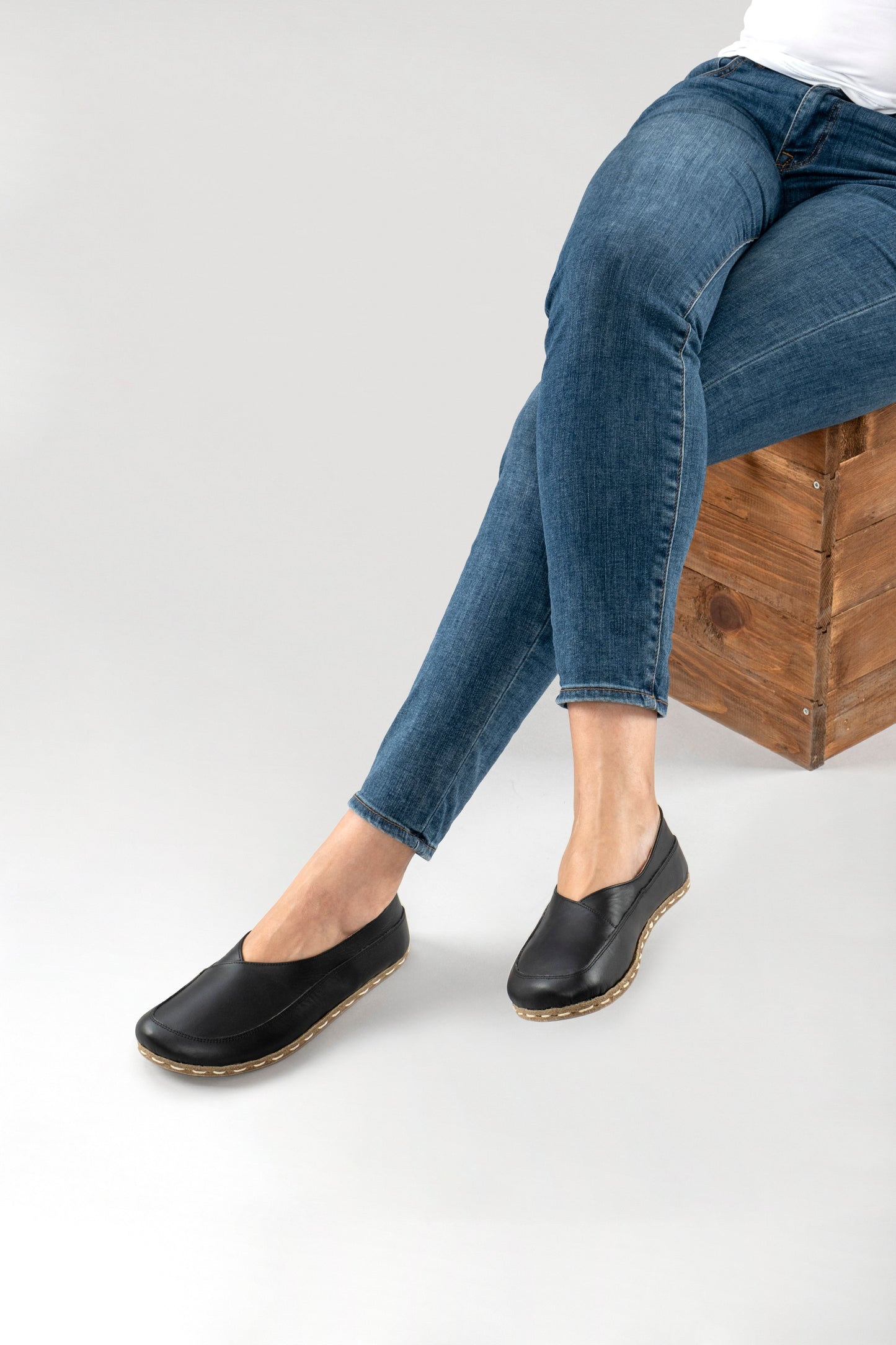 Women's Black Barefoot Cross Ballet Flats