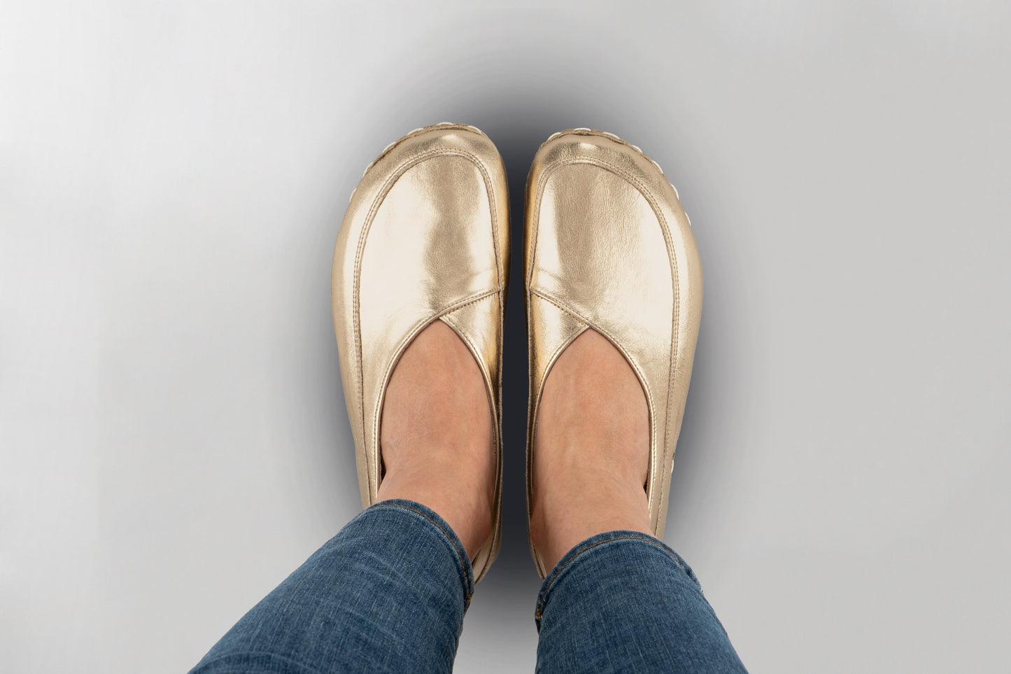 Women's Gold Barefoot Cross Ballet Flats