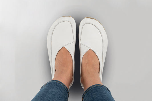 Women's White Barefoot Cross Ballet Flats