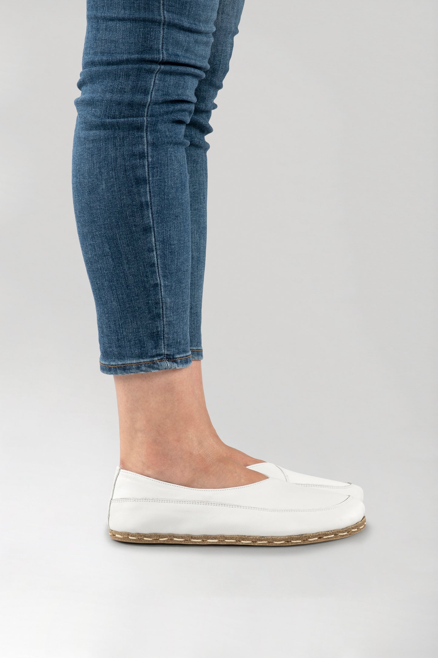 Women's White Barefoot Cross Ballet Flats
